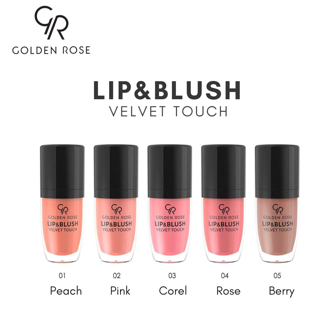 رژ لب و رژگونه کرمی گلدن رز مدل Lip & Blush Velvet Touch شماره 03 – بافت سبک مخملی و دوکاره