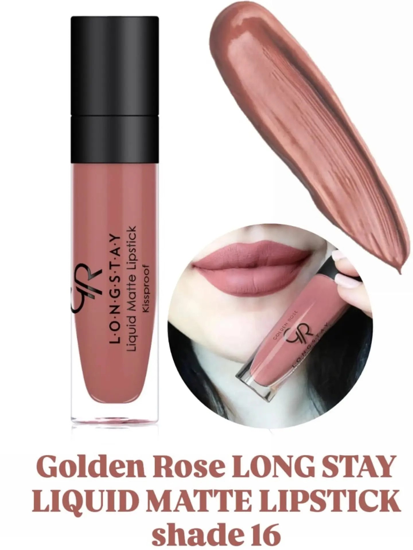 رژ لب مایع مات گلدن رز مدل Longstay شماره 16