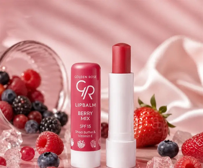 بالم لب مرطوبکننده بریمیکس گلدن رز با عصاره توتفرنگی و تمشک، SPF 15
