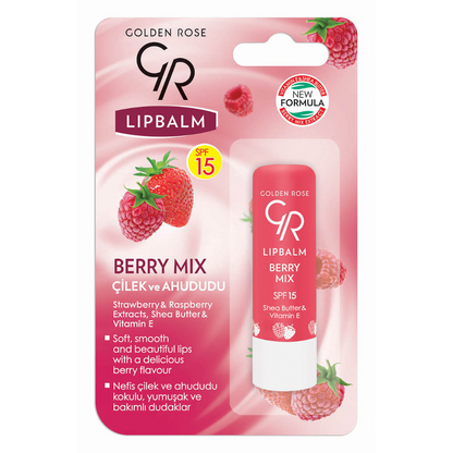بالم لب مرطوب‌کننده بری‌میکس گلدن رز با عصاره توت‌فرنگی و تمشک، SPF 15